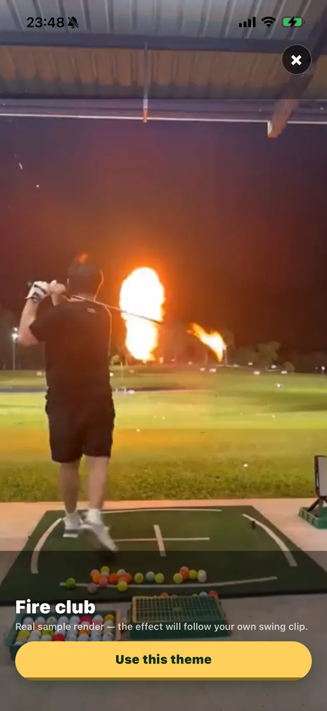 หน้าจอ Fantasy AI ในแอพ 911 Golf แสดงธีมเอฟเฟกต์